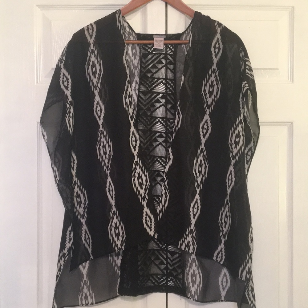 Black and white Charlotte Russe tribal cardigan